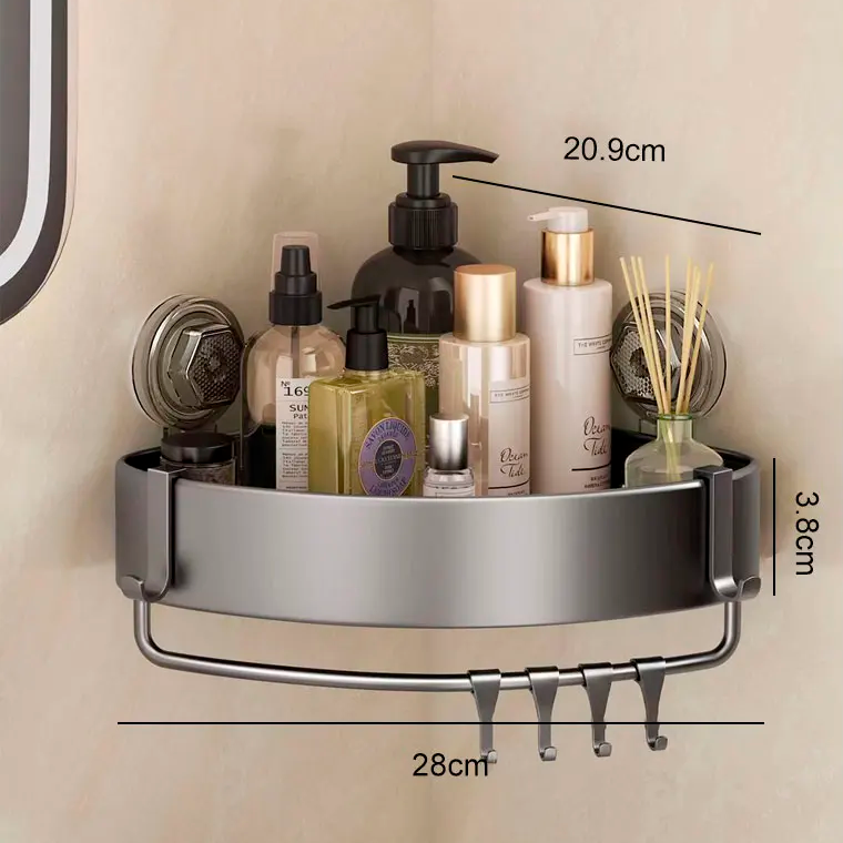 Prateleira de Canto para Banheiro — Sem Furação, Com Ventosa - Numa Decor